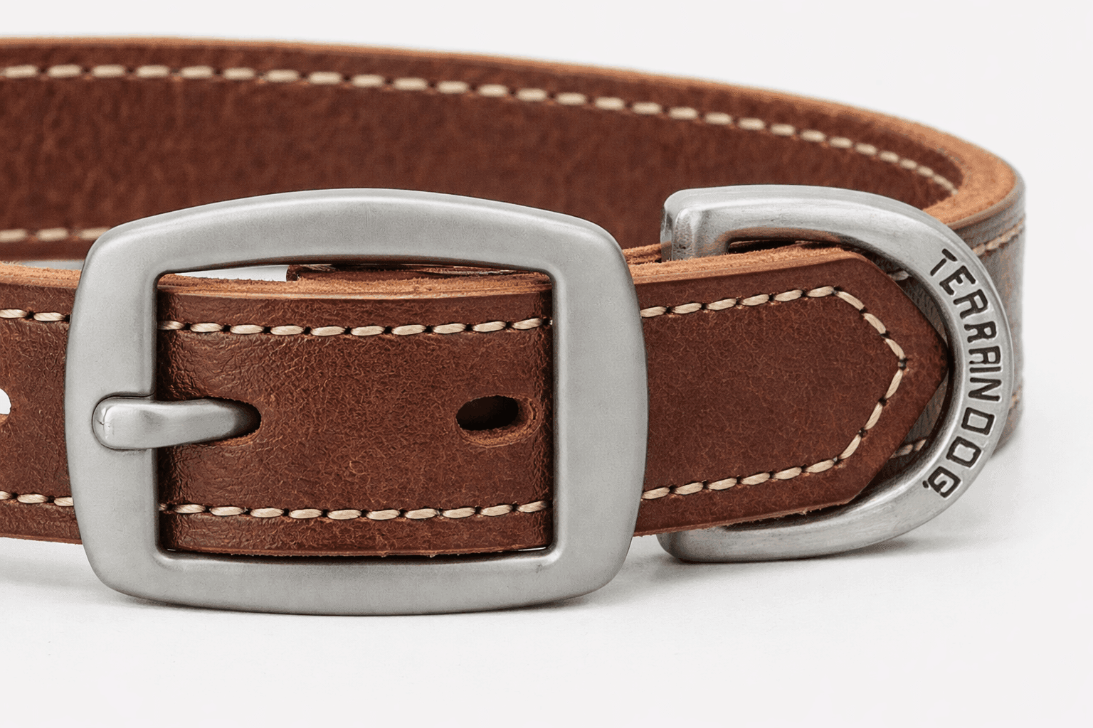 Brown leather dog collar